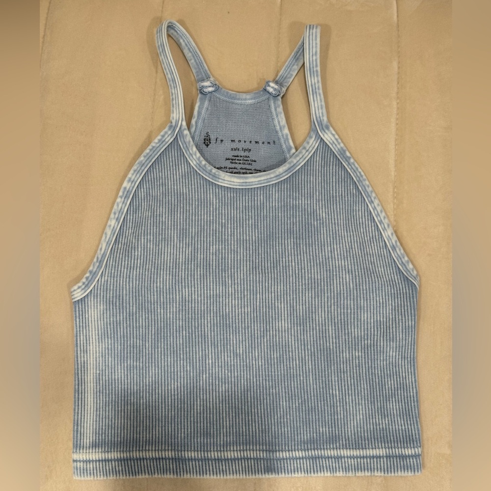 Free People Denim Blue Ribbed Tank Top